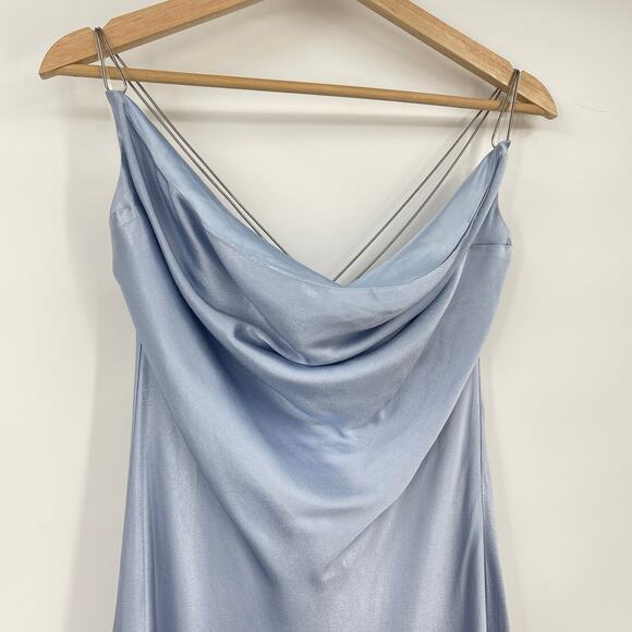 Meshki Light Blue Satin Maxi Dress - Picture 6 of 14